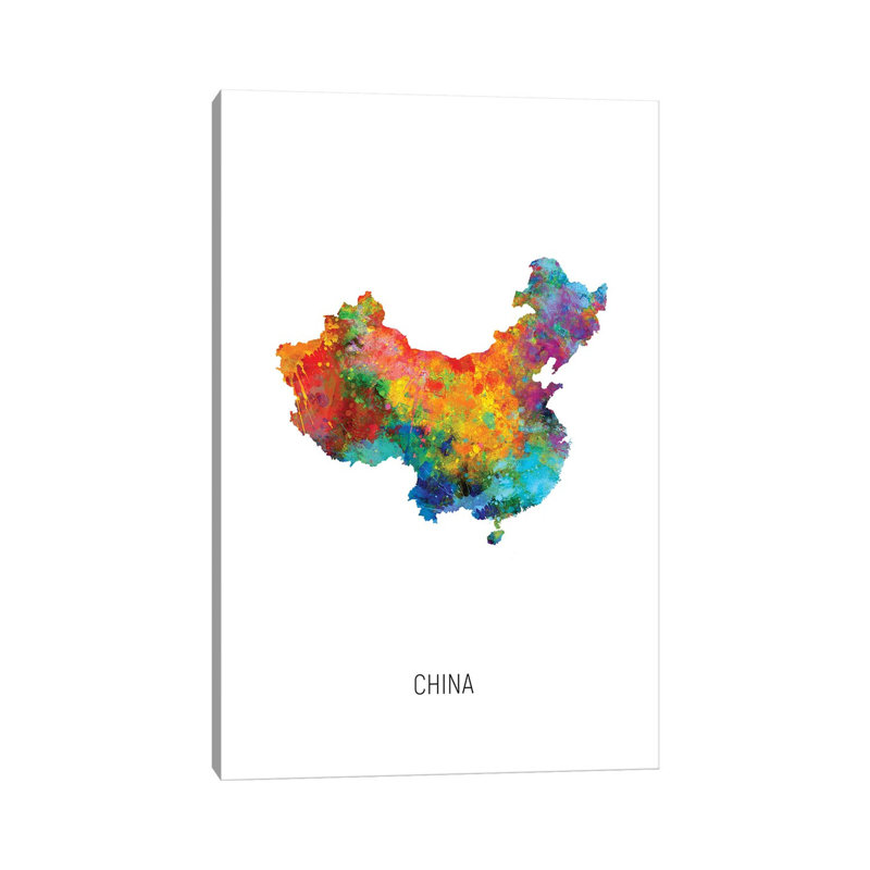 «China Map» par Michael Tompsett, impression sur toile tendue, H 26 po x l 18 po x 1,5 po