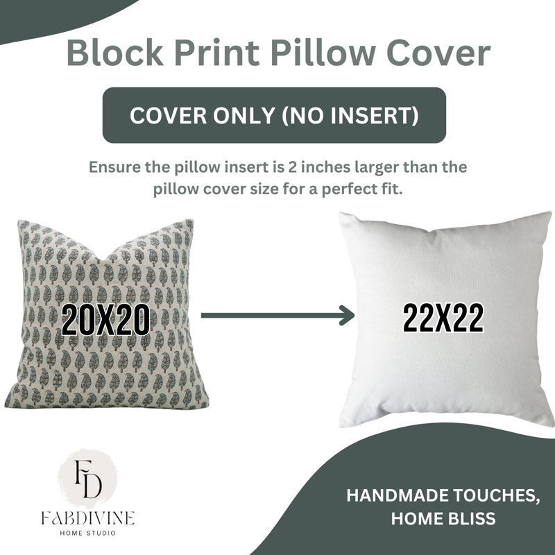 Coussin à motif de fleurs fabriqué à la main Fabividine, Carré 20 po, Brun / imprimé bloc gris / floral