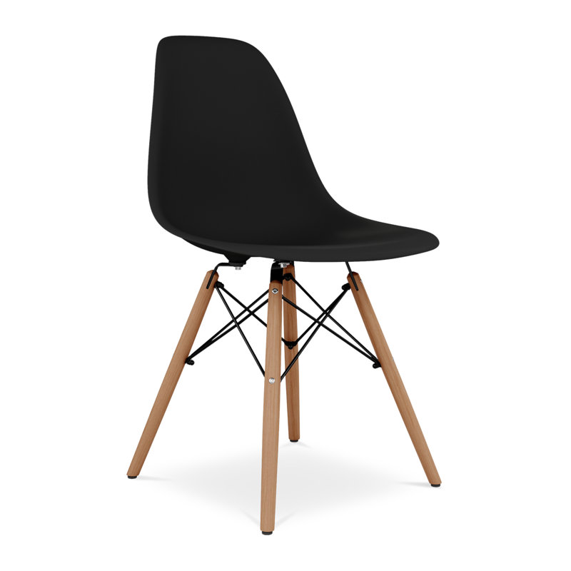 Modholic Eiffel Chair With Wood Legs, Black (Set Of 4), Black