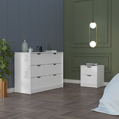 Ensemble de chambre à coucher, table de chevet et commode 2 pièces Bennett
