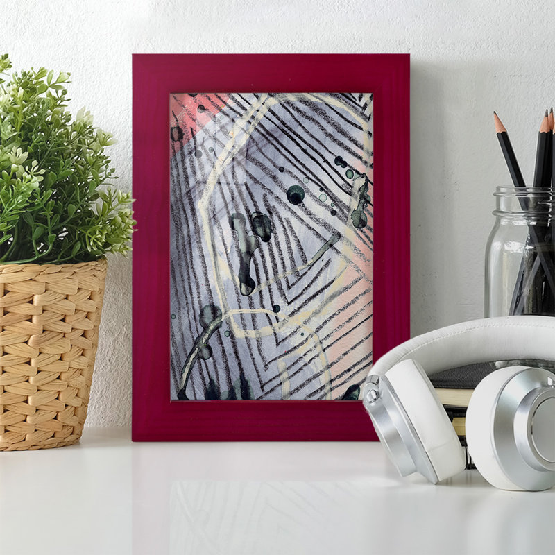 Fritsche Angled Spaces VI, impression encadrée sur papier, Rouge, H 6 po x l 4 po x P 1 po