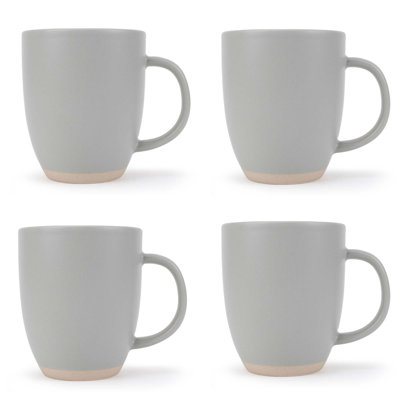 Mugs 4-Pk Raw Textured Bottom Light-Gray 
