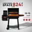 Royal Gourmet 28-inch Heavy Duty Charcoal Grill With Offset Smoker And Wooden Side Shelf, Black