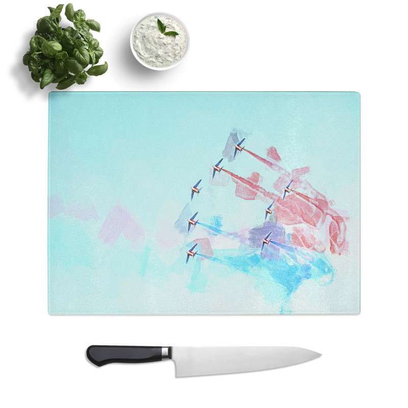 Tempered Glass Planes in Formation Chopping Board, 28.5 cm W x 20 cm L