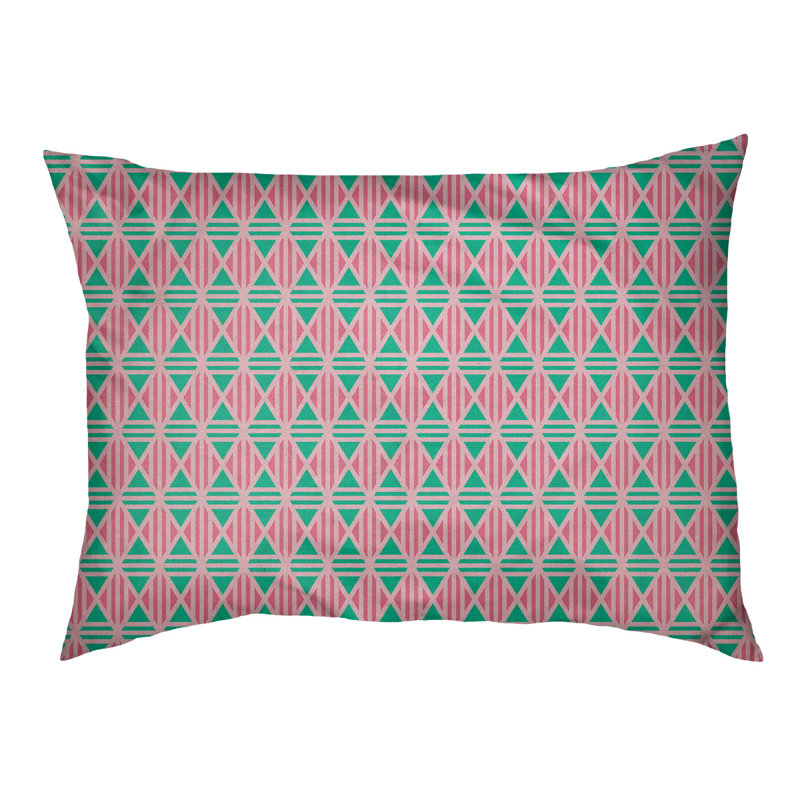 Coussin décoratif en losanges Byrge, Grand (l 42,5 po x P 14 po x H 32,5 po), Rose / bleu sarcelle / rouge