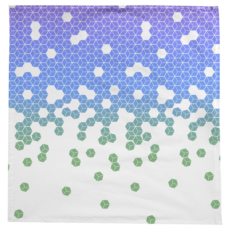 Leffel Tumbling Cube Pattern Tablecloth, Peacock/White