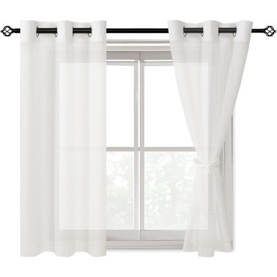2 Panels Non-See-Through White Privacy Sheer Curtains Light Filtering Window Curtains Drapes for Living Room Bedroom
