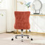 Chaise de bureau rembourrée en chenille orange moderne, pivotant, base en métal, coussin à rebond élevé, boutons tirés à la main, garniture cloutée décorative, confort d'étude-649631873