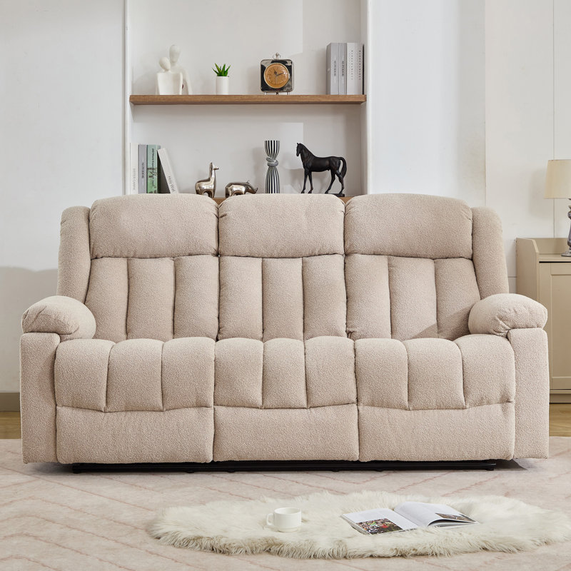 Berroa 3 Seat Recliner Sofa with Central Console, Brown