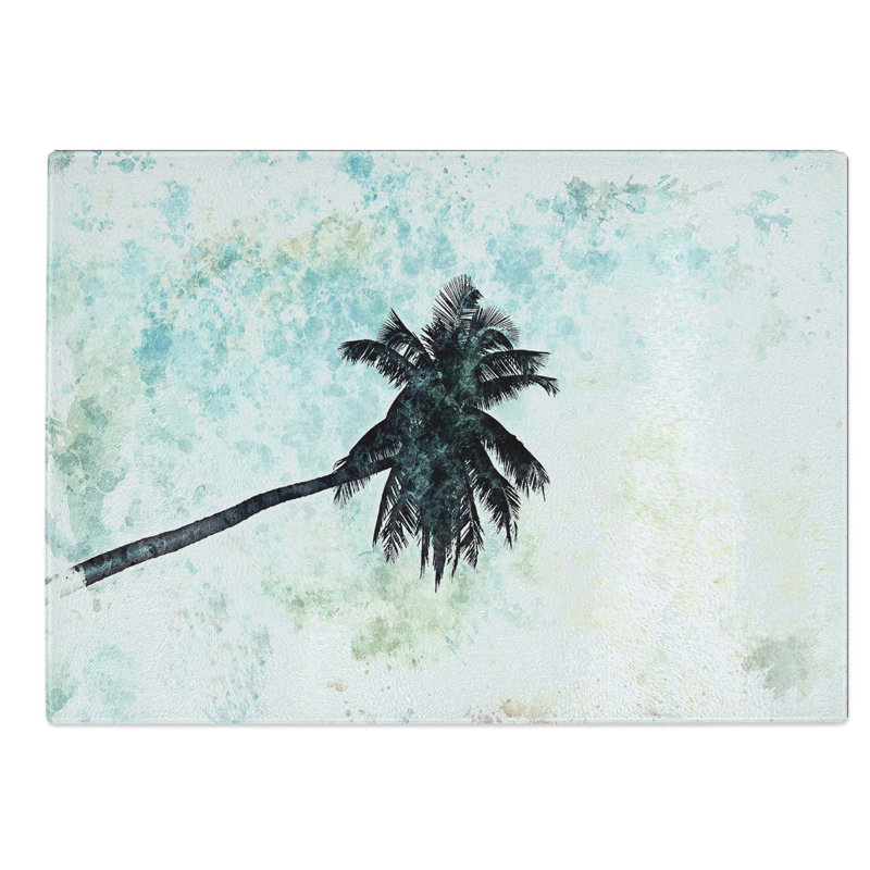 Tempered Glass Palm Tree in Bali Chopping Board, 28.5 cm W x 20 cm L