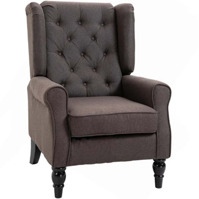 Nordic Style Tufted Upholstered Accent Armchair with Sturdy Wood Legs