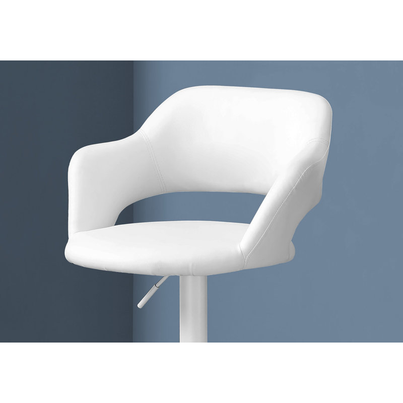 Tabouret de bar, pivotant, hauteur de bar, réglable, métal blanc, aspect cuir, contemporain, moderne