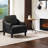 31" W Linen Sloping Handrail Small Bedroom Chairs Mid Century Modern Accent Chair -470367115