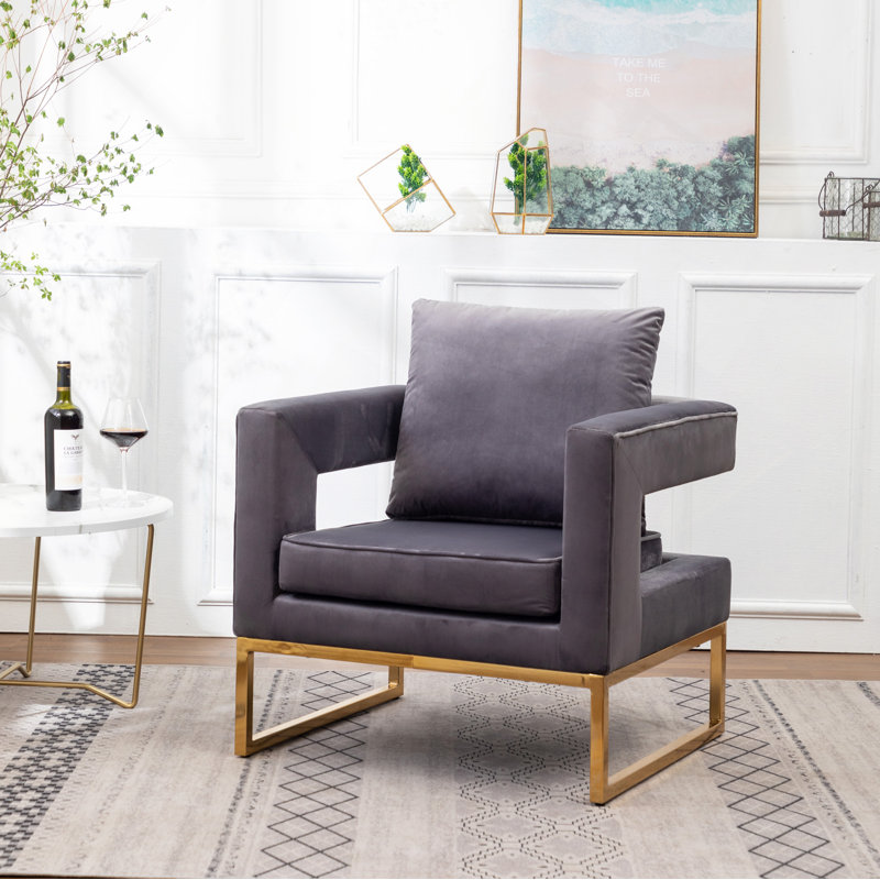Fauteuil d'appoint rembourré Lenola, Gris
