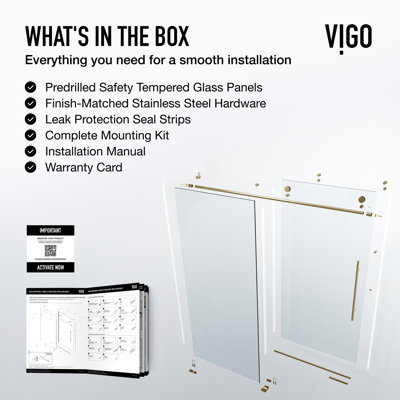 Elan E-Class 44-48" W x 76" H Sliding Frameless Shower Door with 3/8" Clear Glass