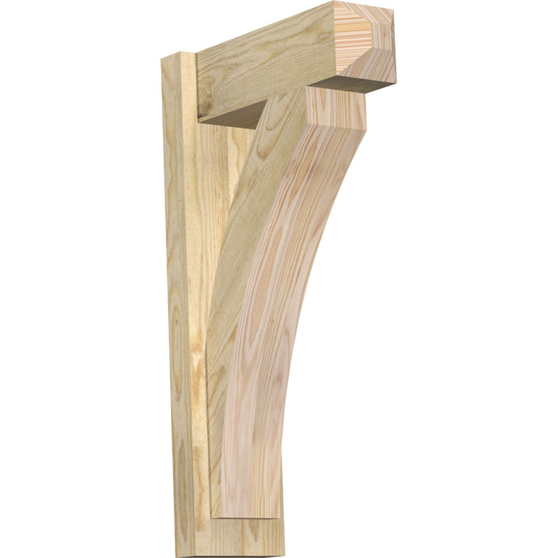 Thorton Craftsman Rustic Wood Outlooker, 8" W Douglas Fir (Rough Sawn),  16" D x 28" H 