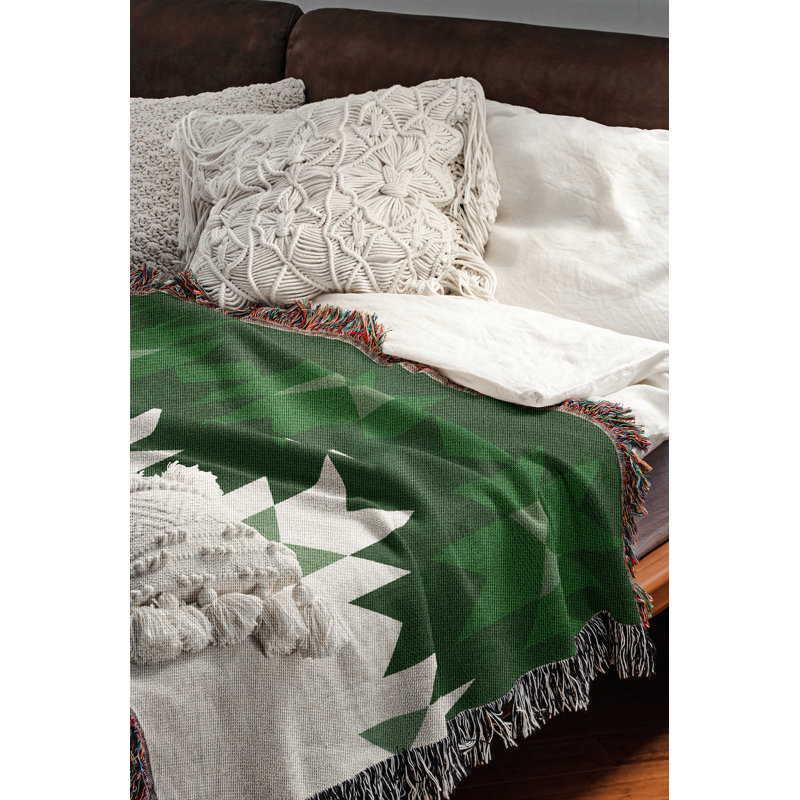 Couverture en mélange de coton Shako South Western, L 70 po x l 50 po, Vert / blanc cassé