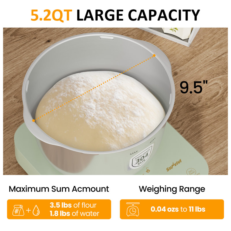 Electric Dough Maker With Ferment Function, 5.2Qt
