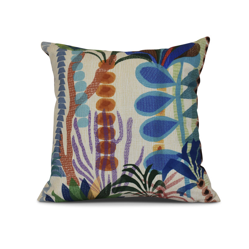 Tropical Resort Floral Reversible Throw Pillow, 20" H x 20" W x 3" D, Gold