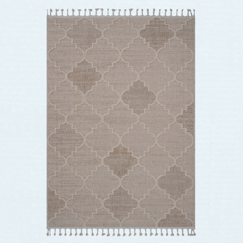 Area Rug Synthetic Fiber Stain Resistant Non-Shedding Trellis Cream Medium 4' x 6', Cream, Rectangle 4' x 6'2"