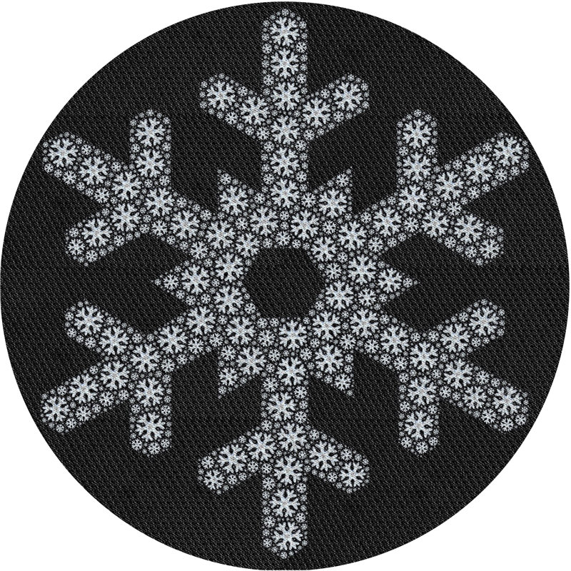 Tapis noir/gris à motifs, Rond 6 pi