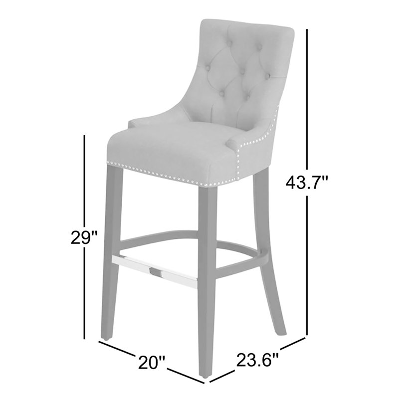 Tabouret Wren, Beige, Gris antique / argent, Tabouret de bar (siège d'une hauteur de 29 po)