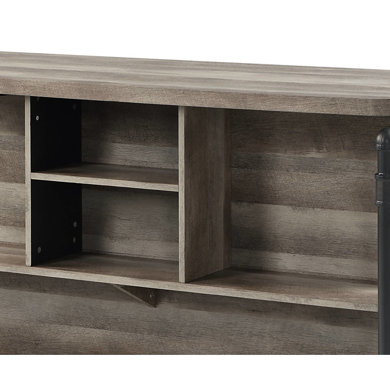 Îlot de cuisine à 5 tablettes en chêne antique et gris sable