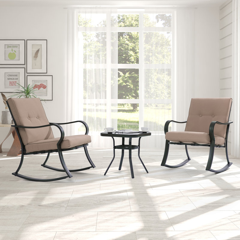 Ensemble de conversation berçant avec coussins 3 pièces Britan, Beige