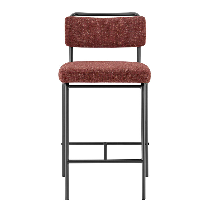 Wyett Upholstered Counter Stool with Metal Frame, Red