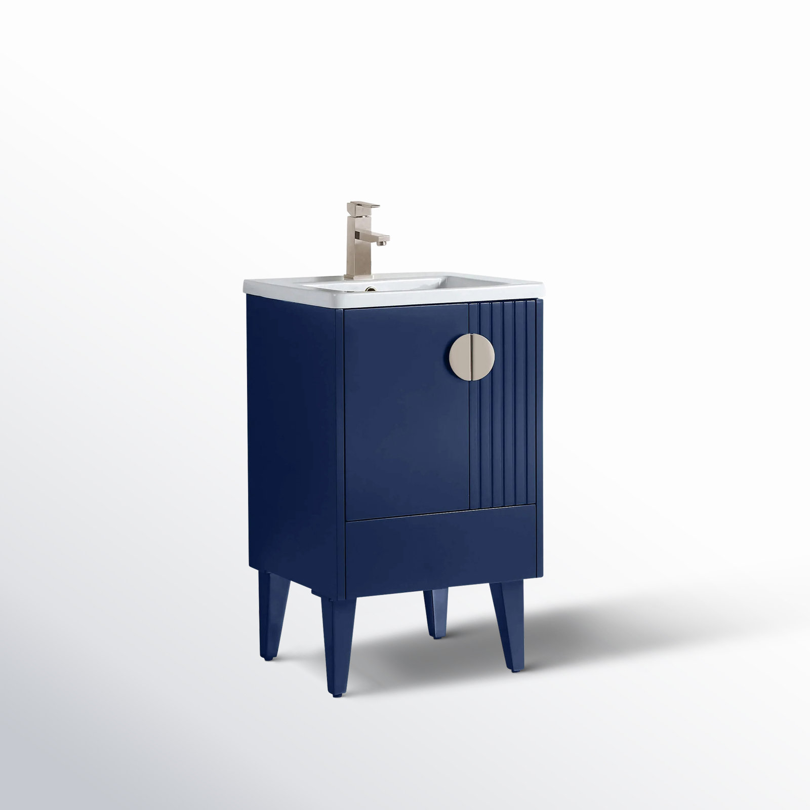 Saimah 20'' Single Bathroom Vanity, Navy Blue, Satin Nickel