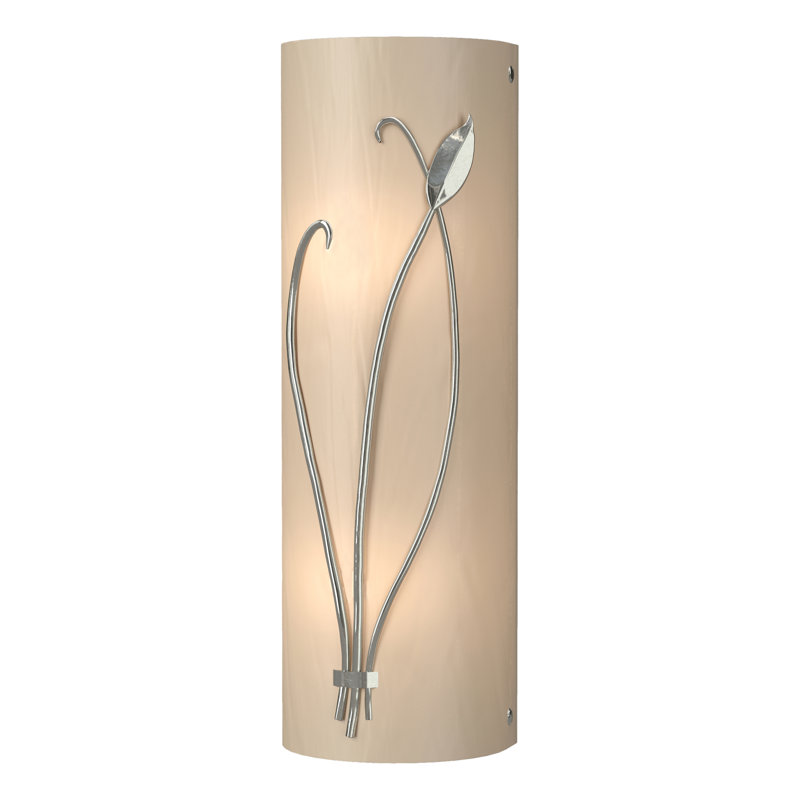 Leaf 2 - Light Flush Mounted Sconce, White Art Glass, Sterling, Right