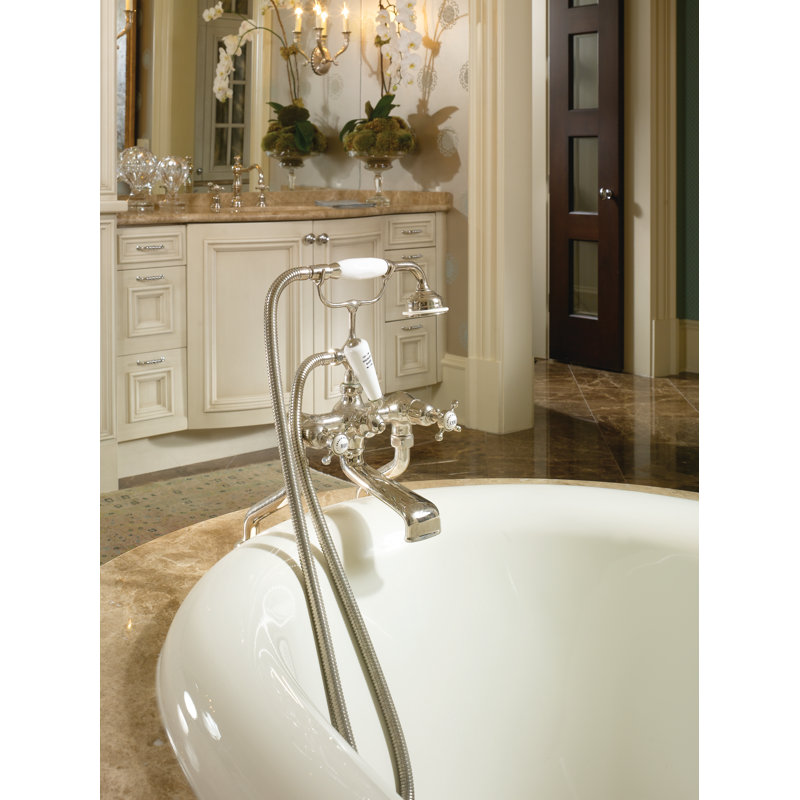Edwardian™ Exposed Triple Handle Deck Mounted Clawfoot Tub Faucet, Polished Nickel