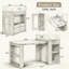 Îlot de cuisine extensible avec plateau de table pliable, prise de courant et crochets-773440710