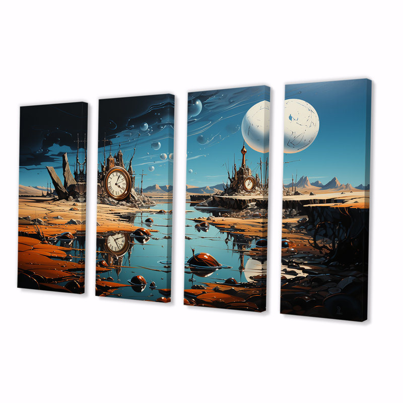 "The Persistance Of Dali", art mural 4 pièces, H 32 po x l 64 po