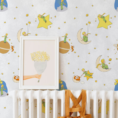 The Little Prince Wallpaper, Light Grey Stars Nursery