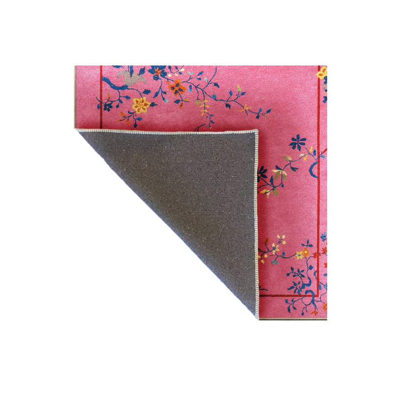 Tapis rose tissé à motif décoratif lavable Mosso, 3'3" x 4'11"