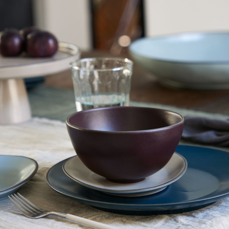 Stacked Organic Handmade Stoneware Dinner Plate, Cremini