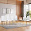 Chaises de salle à manger modernes modernes dorées et blanches, Pu ergonomique, ensemble de 6 élégances pour la maison