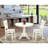 3 Piece Kitchen Table & Chairs Set Contains a Round Dining Table with Pedestal and 2 Linen Fabric Dining Room Chairs, Linen White-273100614-273100613