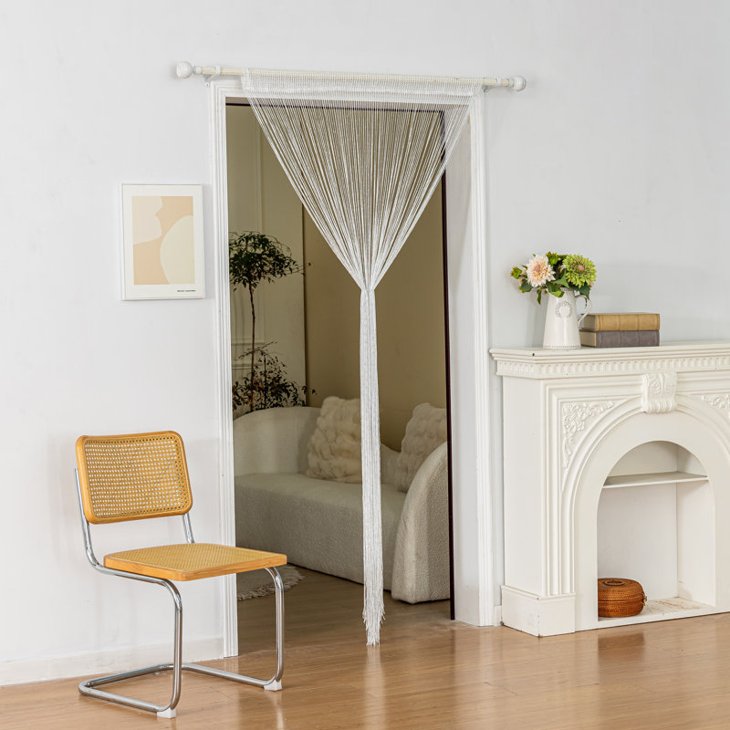 3pc 39 X 78 Inch Door String Curtain Wall Panel Fringe Window Decorative String Curtain, White