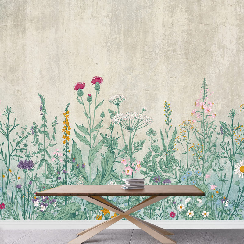 Abstract Floral Peel & Stick Border, 66" L x 96" W
