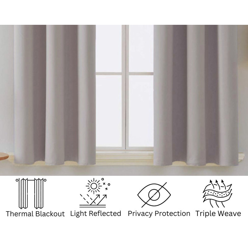 Jeffro Pair of Eyelet Blackout Curtain Panels, 116.84cm Width x 182.88cm Drop, Navy Blue