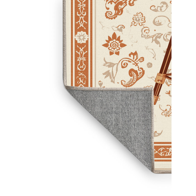 Tapis oriental classique beige lavable à la machine avec télescope Ovetta, 5 x 8