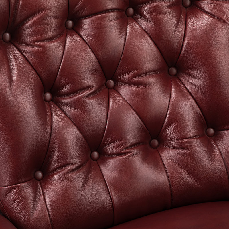 Fauteuil inclinable manuel berçant pivotant en cuir véritable Coffelt, Cuir fleur bourgogne