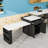 Kitchen Island with Power Outlet, Open Shelves and 2 Drawers-1234943481