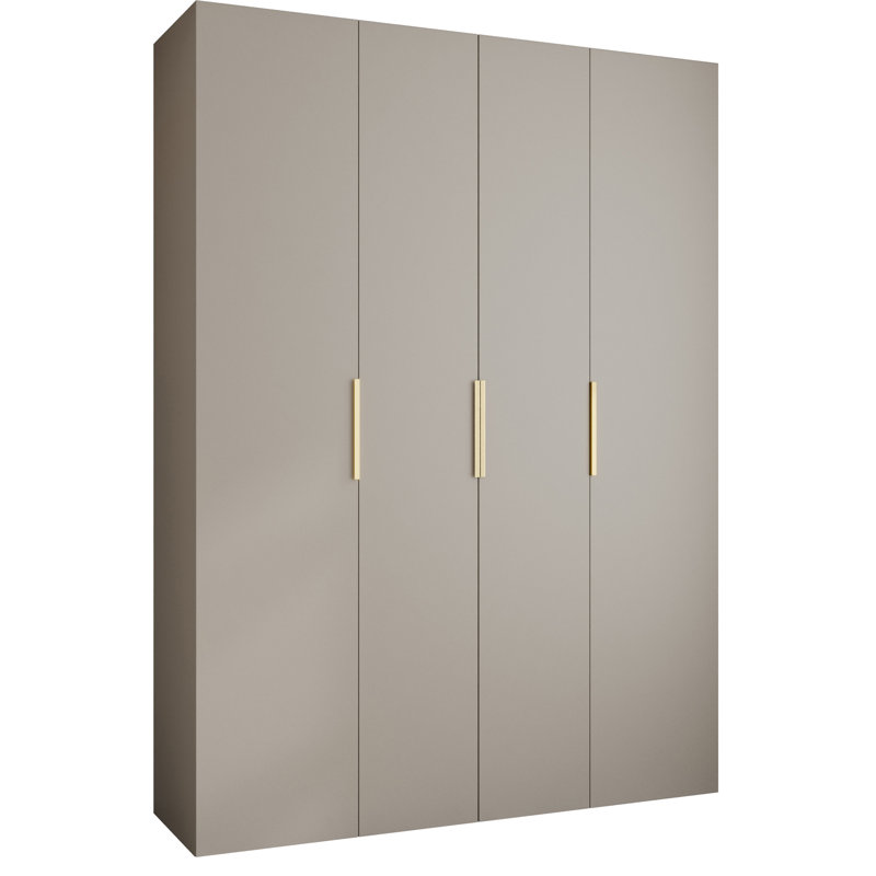 Wardrobe Moko 4, 245,5cm H x 180cm W x 40cm D, White Matt/Black