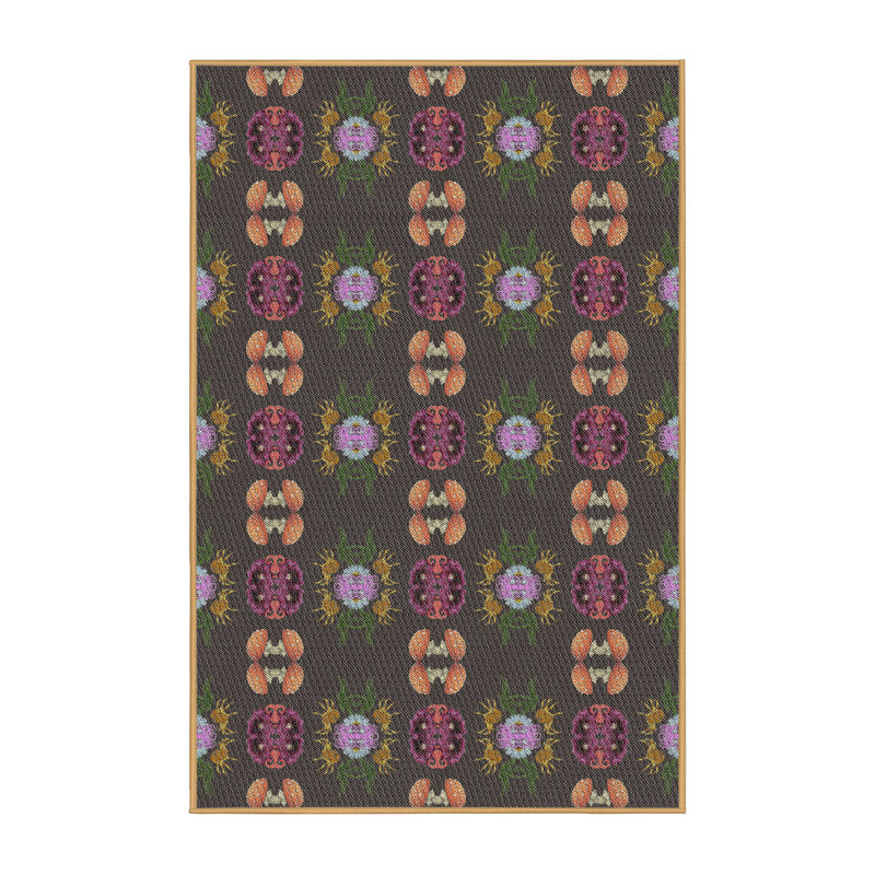 Tapis noir/violet tissé à la machine, Rectangle 7 pi x 10 pi