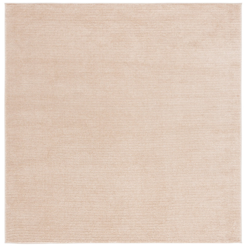 Tapis beige en polyester tissé à la machine Antenor, Carré 6 pi 7 po