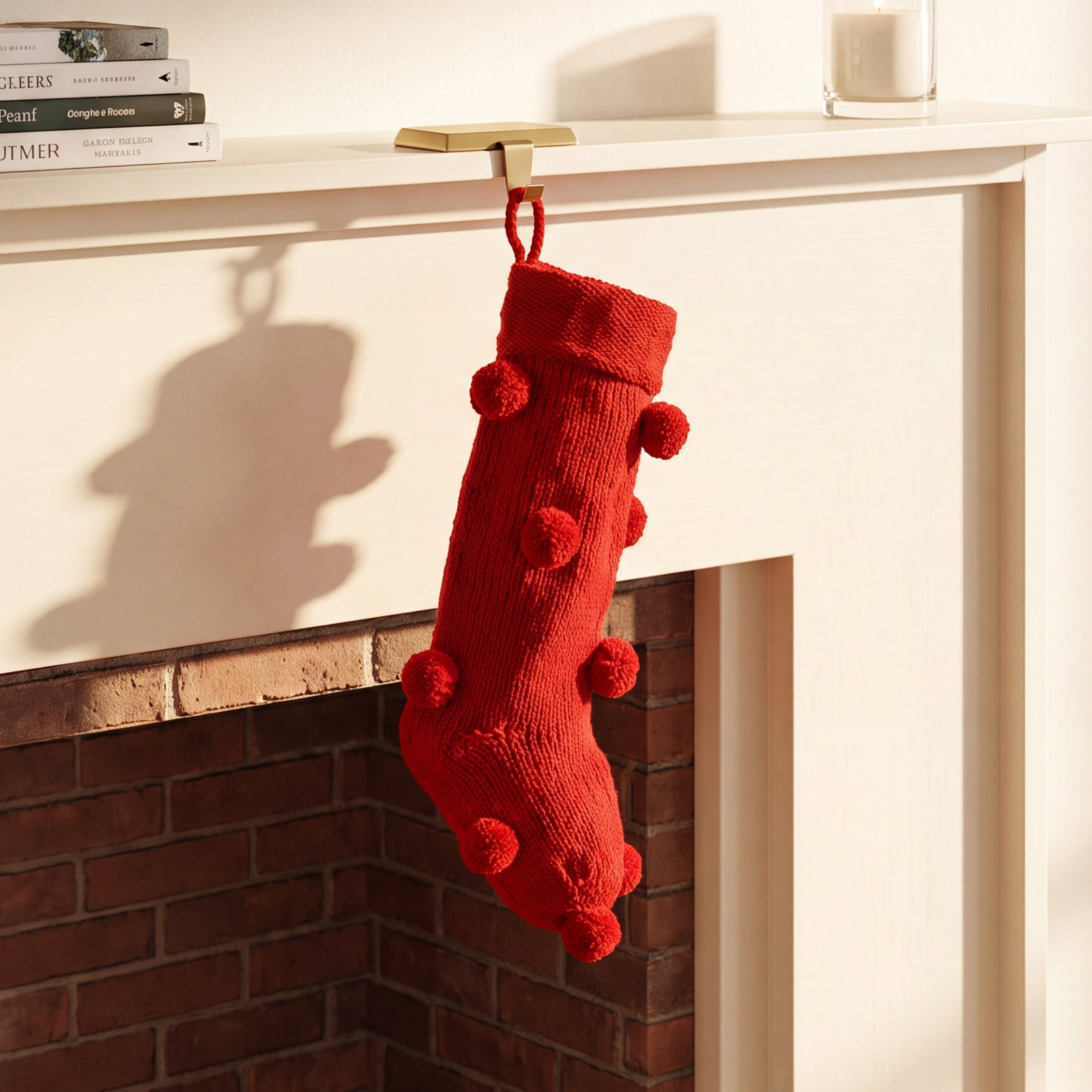 Wool Knit Stocking, Red