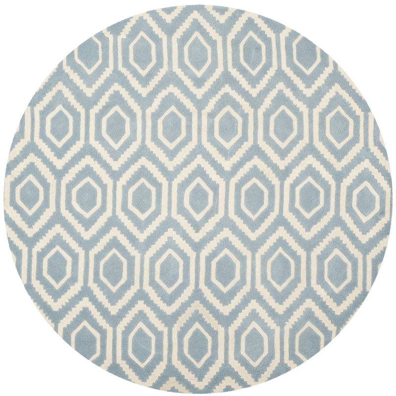 Deedie Hand Tufted Wool Geometric Rug, Round 6'